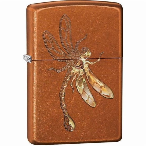 Pro-Cut ZIP-49477CI408814 2024 Zippo Custom Dragonfly Design Tumbled Brass Lighter