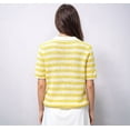 thumbnail image 4 of Womens Crochet Tops Summer Short Sleeve Striped Pullover Sweater Collared Knit Shirts Cover Up Top Yellow S, 4 of 8