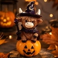 thumbnail image 5 of Witch Cow Figurine, Halloween Decorations Spooky Cow Shelf Sitter, Cute Desk Tabletop Ornament for Home Indoor Decoration, 5 of 8