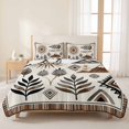 thumbnail image 3 of Quilts King Size Bedding Set, Bohemian Lightweight Quilted Comforter, Mountain Peak Southwest Boho Brown Distressed Soft Reversible Bedspread Coverlet with Pillow Covers for All Season, 96" x 106", 3 of 9