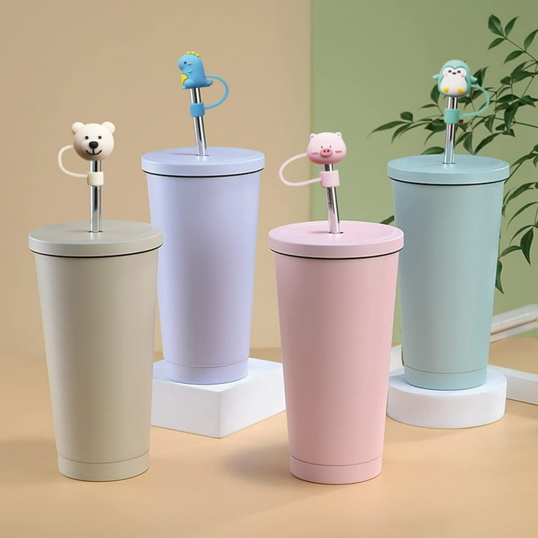 Silicone Straw Covers Cap Cute Flower Straw Toppers for Tumblers