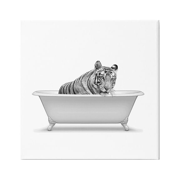 Stupell Industries Wild Tiger Claw Foot Bathtub Graphic Art Gallery Wrapped Canvas Print Wall Art, Design by Annalisa Latella