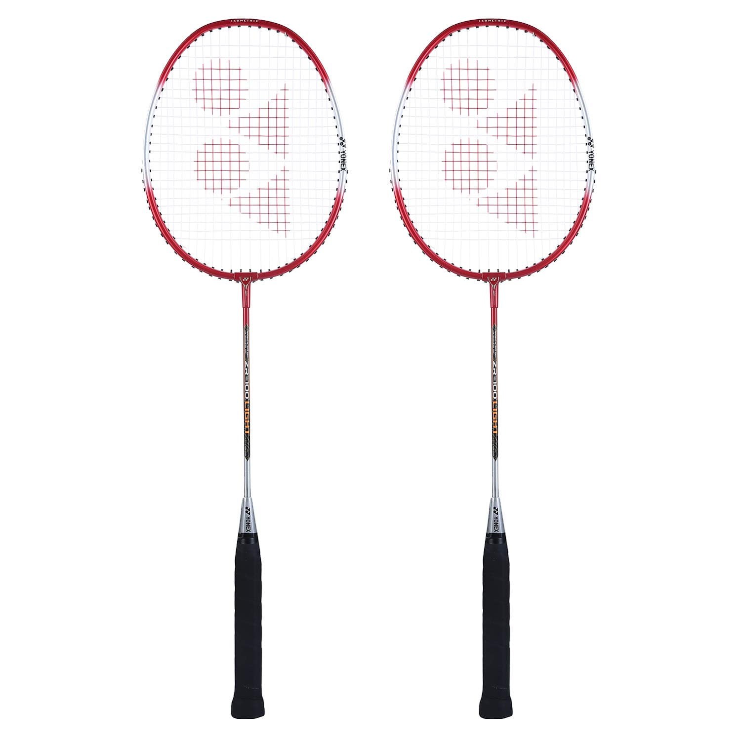 Yonex ZR 100 Light Aluminium Badminton Racquet with Full Cover, Lightweight, Red, Set of 2