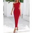 thumbnail image 4 of Vestido de cóctel BTFBM con un solo hombro y correa torcida, rojo fruncido, 4 of 8