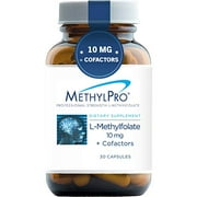 Angle View: MethylPro 10mg L-Methylfolate + Cofactors (30 Capsules) - Professional Strength Methyl Folate (5-MTHF) for Mood + Homocysteine Support with Vitamin B12, B6 + Magnesium, Gluten-Free