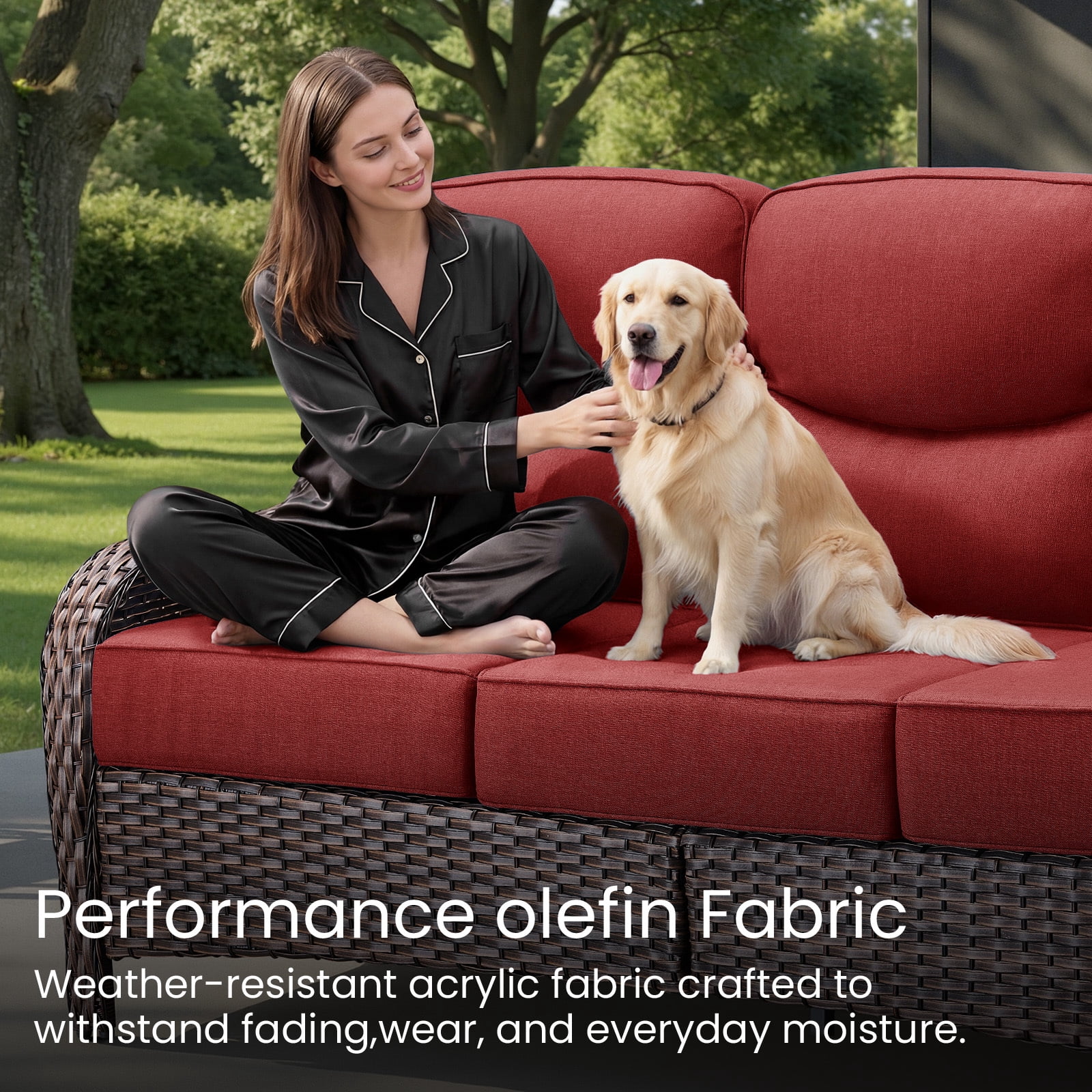 Bellefurn Outdoor Seat Cushions 22 X 24 X 6 inch for Patio Furniture,Outdoor Chair Cushions Outdoor Deep Seat Cushion with Water Resistant & Removable Cover Patio Cushions for Wicker Chair,Sofa,Couch
