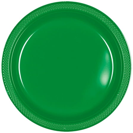 10" Green Round Disposable Plastic Dinner Plates - 20 Ct.