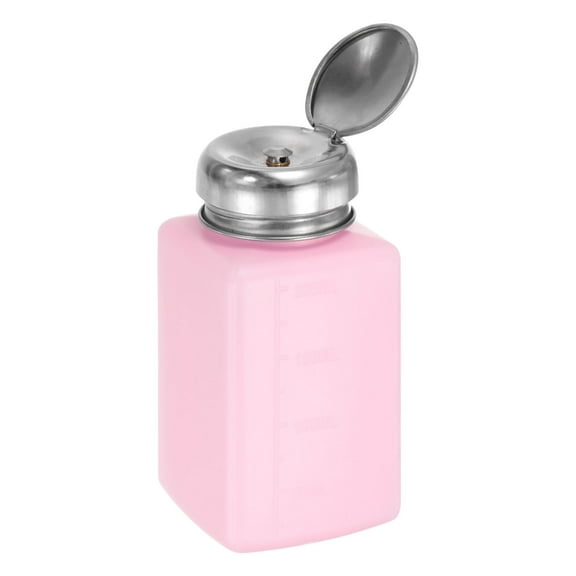 Uxcell Solvent Alcohol Dispenser 200ml(6.8oz) Press Type Liquid Dispenser Pump with Stainless Steel Lid, Pink