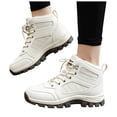 thumbnail image 5 of PFWOWB Women's High Top Hiking Boots with Lace Up Front, Padded Collar and Rugged Lug Sole (White,7), 5 of 5