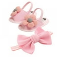 thumbnail image 7 of GYRATEDREAM Baby Girl Barefoot Flower Sandals & Headbands Set Cotton Flower Baby Sandals 0-18 Months, 7 of 7