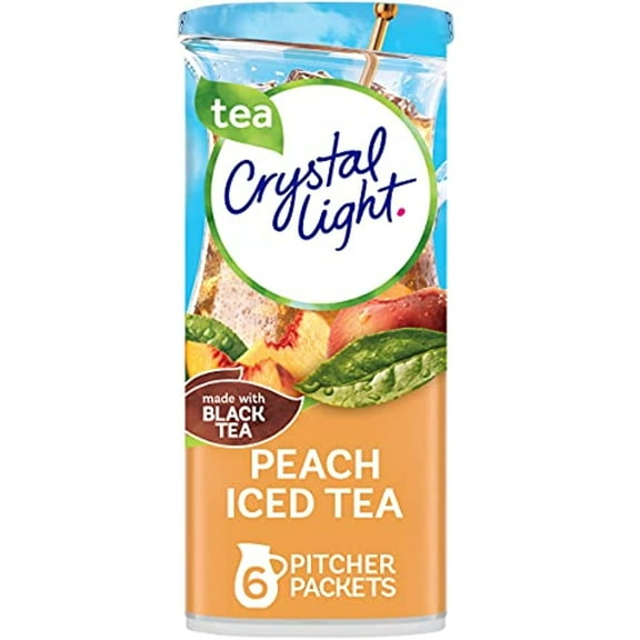 Crystal Light Sugar-Free Peach Iced Tea Low Calories Powdered Drink Mix 6 Count Pitcher Packets