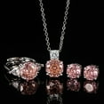 thumbnail image 2 of Vireellx Diamond Earrings for Women Rose Set Octagon Ring Stud Earrings Pendant Three-piece Jewelry for Her Birthday Christmas Gift, 2 of 11