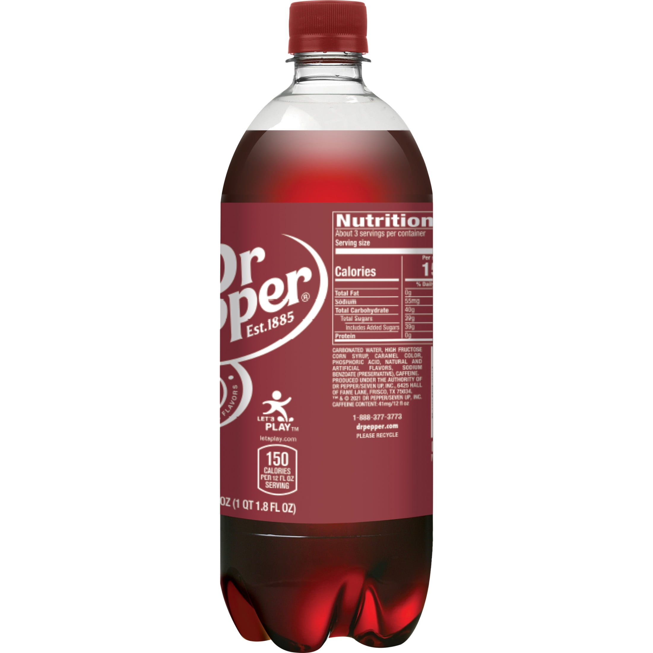 Dr Pepper Soda Pop, 1 L, Bottle