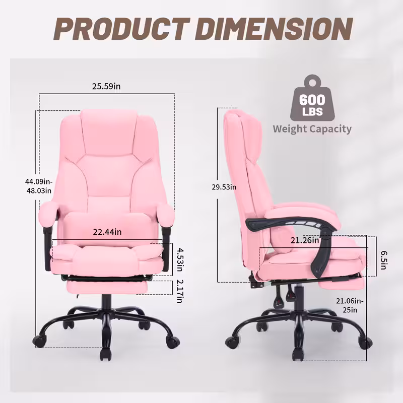 Qusaphy Heavy Duty 600 LBS Executive Office Chair, Breathable Fabric Big and Tall Computer Chair with Memory Foam Spring Cushion, 155° Recline Ergonomic Desk Chair with Lumbar Support