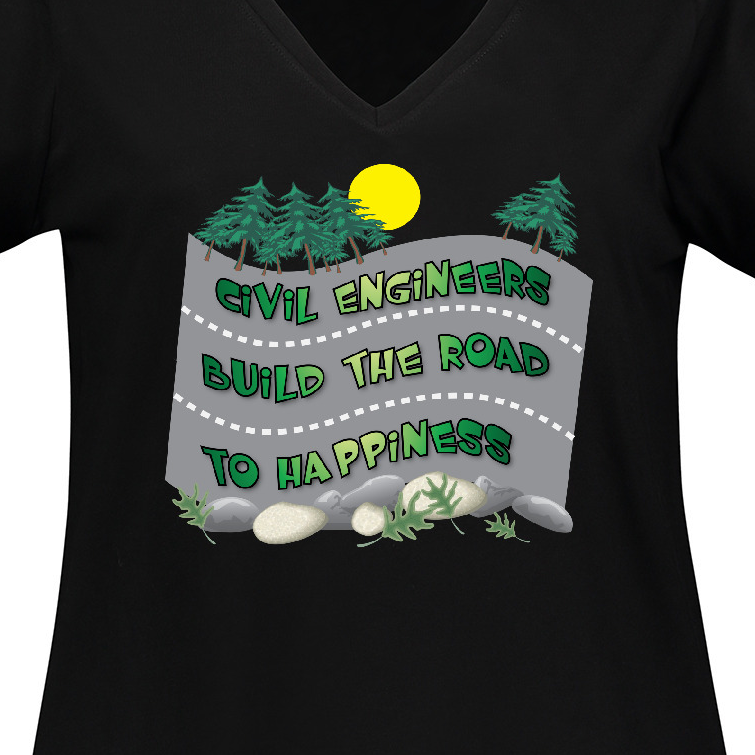 Inktastic Civil Engineers Road To Happiness Women's Plus Size V-Neck T-Shirt - image 3 of 4