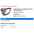 thumbnail image 2 of Ignition Switch - Compatible with 1981 - 1987 Dodge D250 1982 1983 1984 1985 1986, 2 of 2