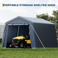 thumbnail image 4 of 7x10 ft gray outdoor almacenamiento shed/portable carport con roll-up ventilated zipper door y windows, 4 of 8