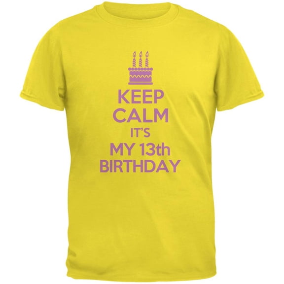 Keep Calm 13th Birthday Girl Yellow Youth T-Shirt - Youth Medium