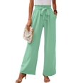 thumbnail image 2 of Women'S Wide Leg Lounge Pants with Pockets High Waisted Adjustable Tie Knot Loose Trousers Light Green L, 2 of 7