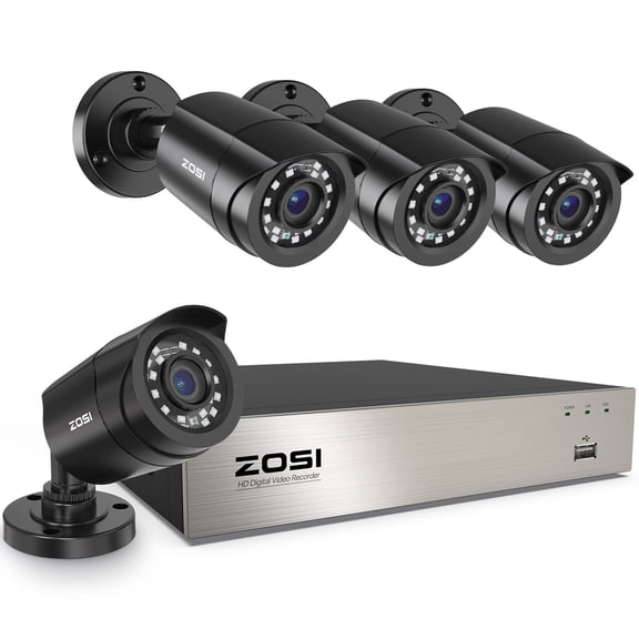 ZOSI 3K Lite H.265  Home Security Camera System,5MP Lite 8 Channel Surveillance DVR and 4 x 1080p Weatherproof CCTV Dome Camera Outdoor Indoor with 80ft Night Vision, Motion Alerts, NO Hard Drive