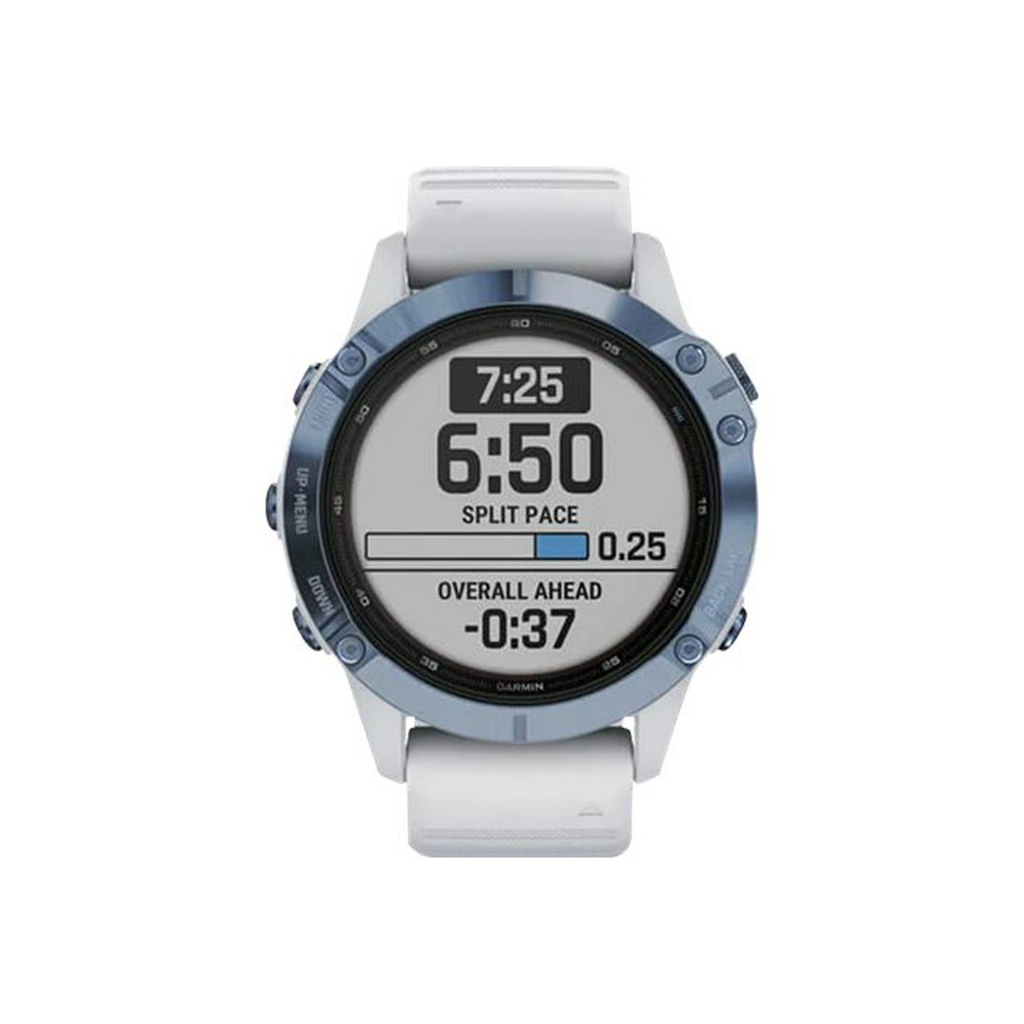 Garmin fenix Pro Solar Edition 47 mm mineral blue titanium sport  watch with band silicone whitestone wrist size: in in 