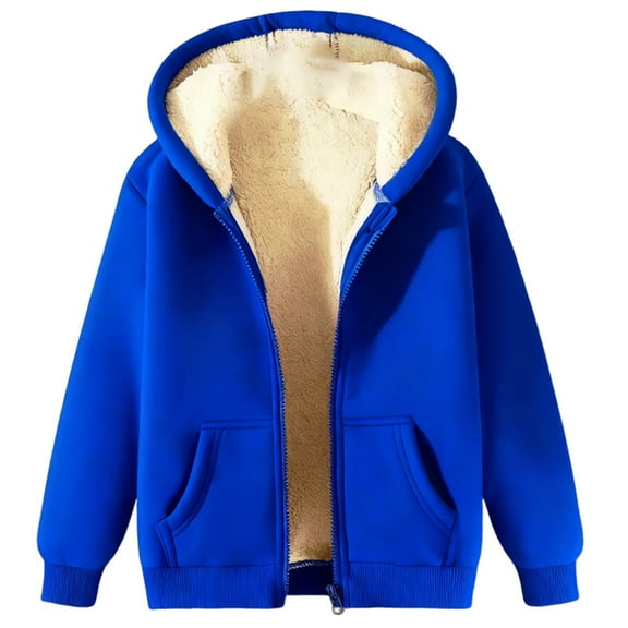 ManxiVoo Women's Winter Fleece Jacket Full Zip Front Long Sleeve Pockets Warm Casual Outerwear for Cold Weather L Size Dark Blue