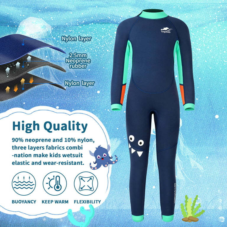 Wetsuit for Kids,2.5mm Neoprene Full Body Diving Suits Cartoon Long Sleeve  Thermal Toddler Wetsuits for Surfing Snorkeling Swim