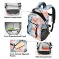 thumbnail image 5 of JIALIOU 14" Laptop Backpack Waterproof Airline Approved Stylish Casual Daypack for Travel Business College Work, Blue Pink Yellow Marble, 5 of 8