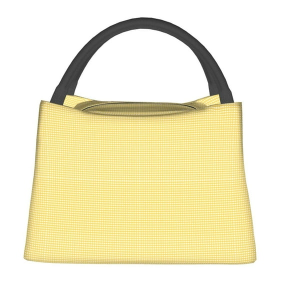Fotbe Yellow Gingham Bolsa Térmica Portátil con Estampado, Bolsa de Entrega de Alimentos Aislada, Bolsa Reutilizable de Gran Capacidad para Comidas y Supermercado