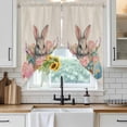 thumbnail image 4 of Easter Kitchen Window Curtains, Swag Curtains Valance for Bedroom Living Room Bathroom, Rustic Easter Basket Eggs Rabbits Tulip Lavender Rod Pocket Window Curtain Block Drapes 2 Panels 36"x36", 4 of 8