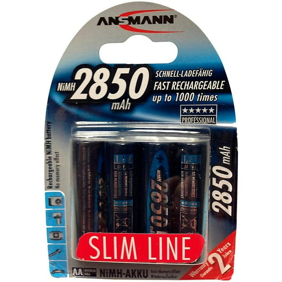 Ansmann AA High Capacity Slimline Rechargeable Batteries, 4 Pack