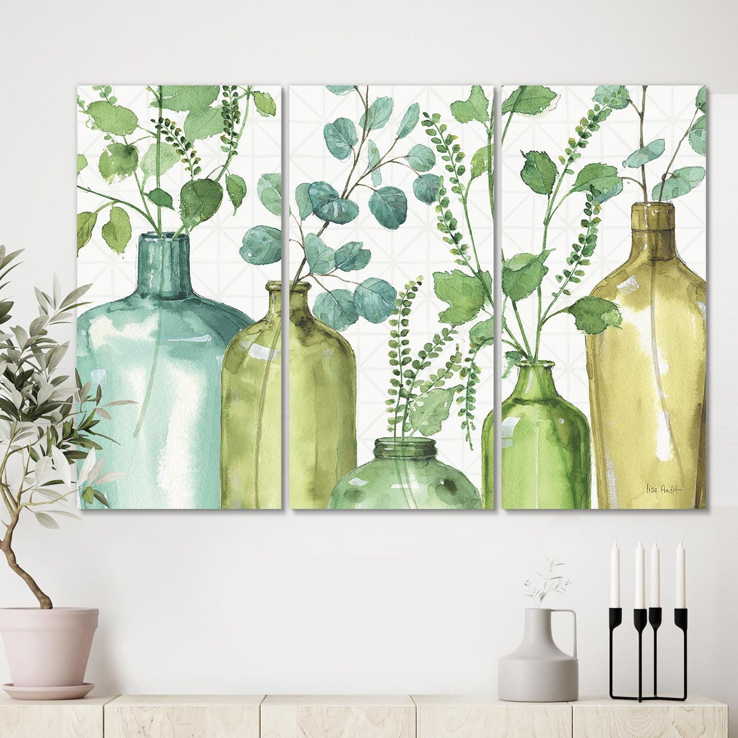 Designart Mixed Botanical Green Leaves I0 Canvas Wall Art