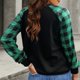 thumbnail image 4 of Mujeres otoño camisa casual crewneck impreso manga larga costura diseño mujeres sudadera Top verde M, 4 of 8