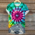 thumbnail image 3 of VBTAPA Womens Tie Dye T-shirt Short Sleeve Novelty Graphic Tees Trendy Summer Going Out Blouse Tops Prime Sales of The Day Multicolor XXL, 3 of 5