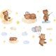 thumbnail image 1 of Calcomanías de pared con 5 estilos de osos de dibujos animados: oso lindo durmiendo en la luna, estrellas y nubes., 1 of 8