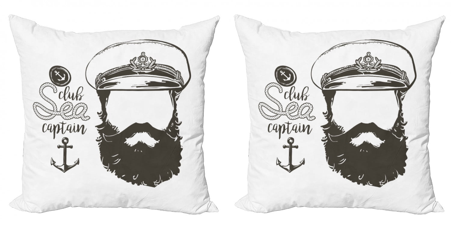 Anchor Throw Pillow Cushion Cover Pack Of 2 Portrait Of A Faceless Captain With Hat And Beard Seaman Character Illustration Zippered Double Side Digital Print 4 Sizes Brown White By Ambesonne Walmart Com