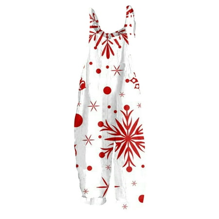 

Festive Baby Sleeveless Jumpsuit Cute Red Snowflake Print Comfortable and Soft Cotton Romper for Infants