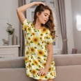 thumbnail image 6 of Bixox European-style Pattern Sunflower Pattern Women's Nightgown, Soft & Breathable Sleepwear, Round Neck Knee-Length Pajama Dress,Loungewear for Home & Sleep, 6 of 7