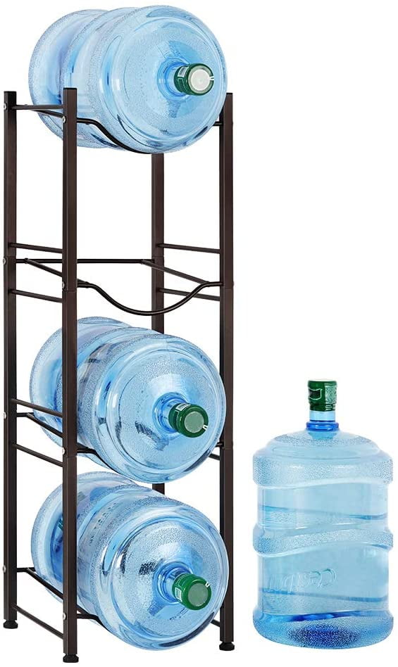 4 Tier Dark Brown Water Cooler Jug Rack, 5 Gallon Water Jug Holder Heavy Duty Storage Rack