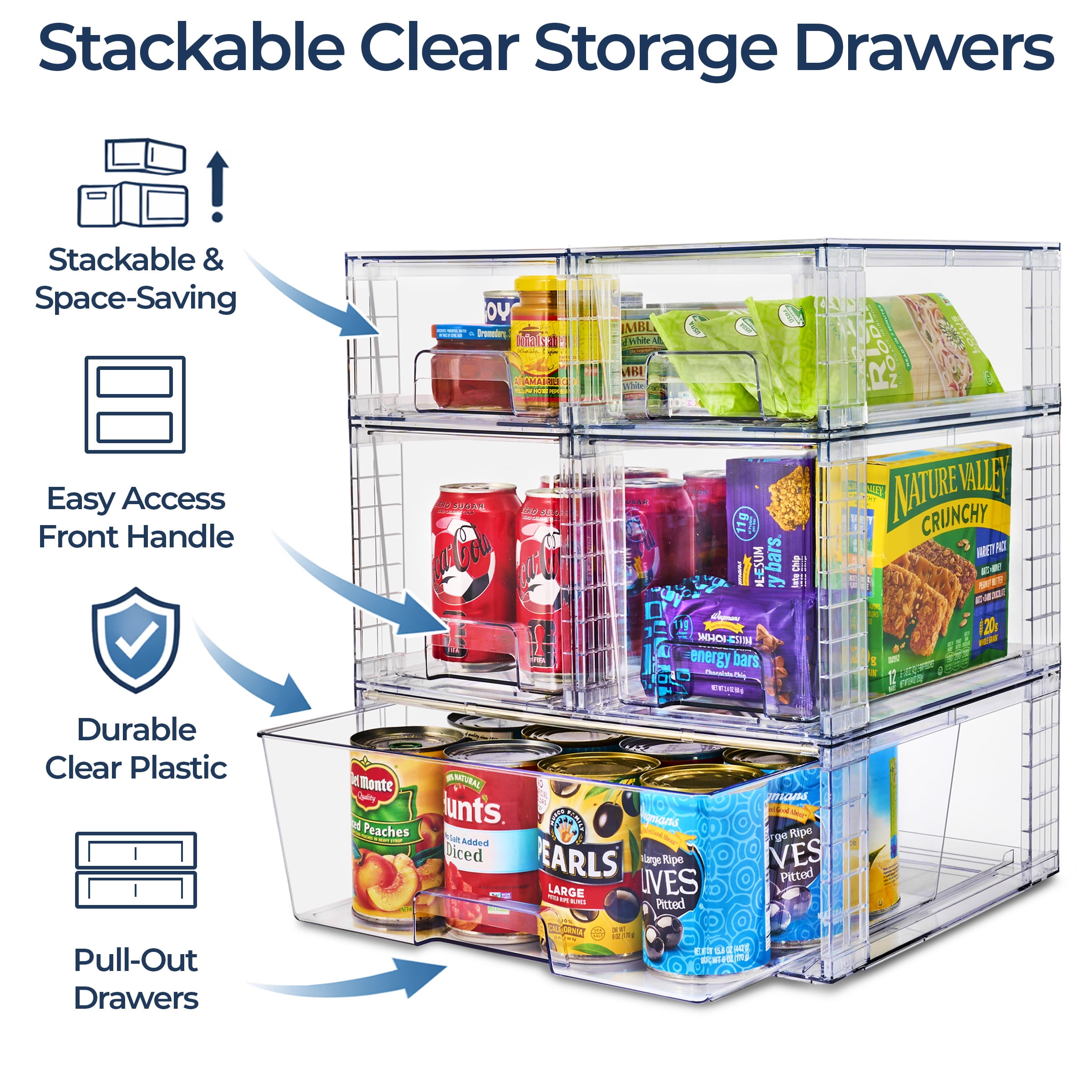 Sorbus Clear Pull-Out Storage Bin Set, 5 Stackable Drawers for Vanity and Under-Sink Areas