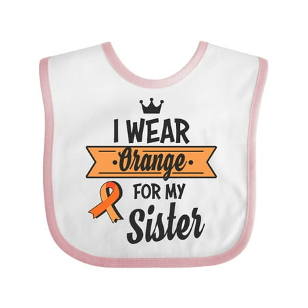 

Inktastic I Wear Orange For My Sister Leukemia Cancer Gift Baby Boy or Baby Girl Bib
