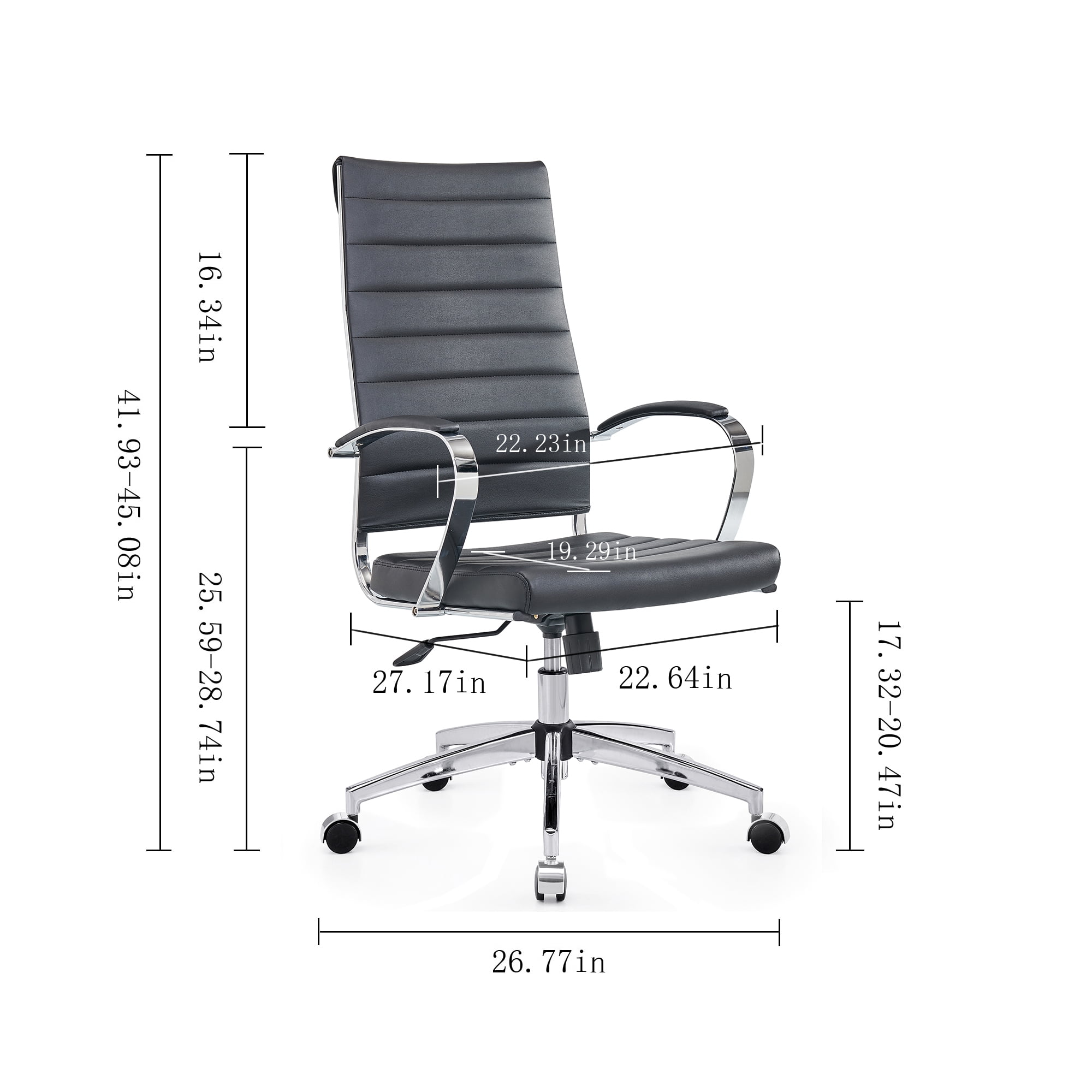 CAROCC High Back Executive Office Chair with Armrest Adjustable Swivel Chair in Durable Vegan Leather Modern Office Chair Ergonomic Desk Chair for Extra Back & Lumbar Support