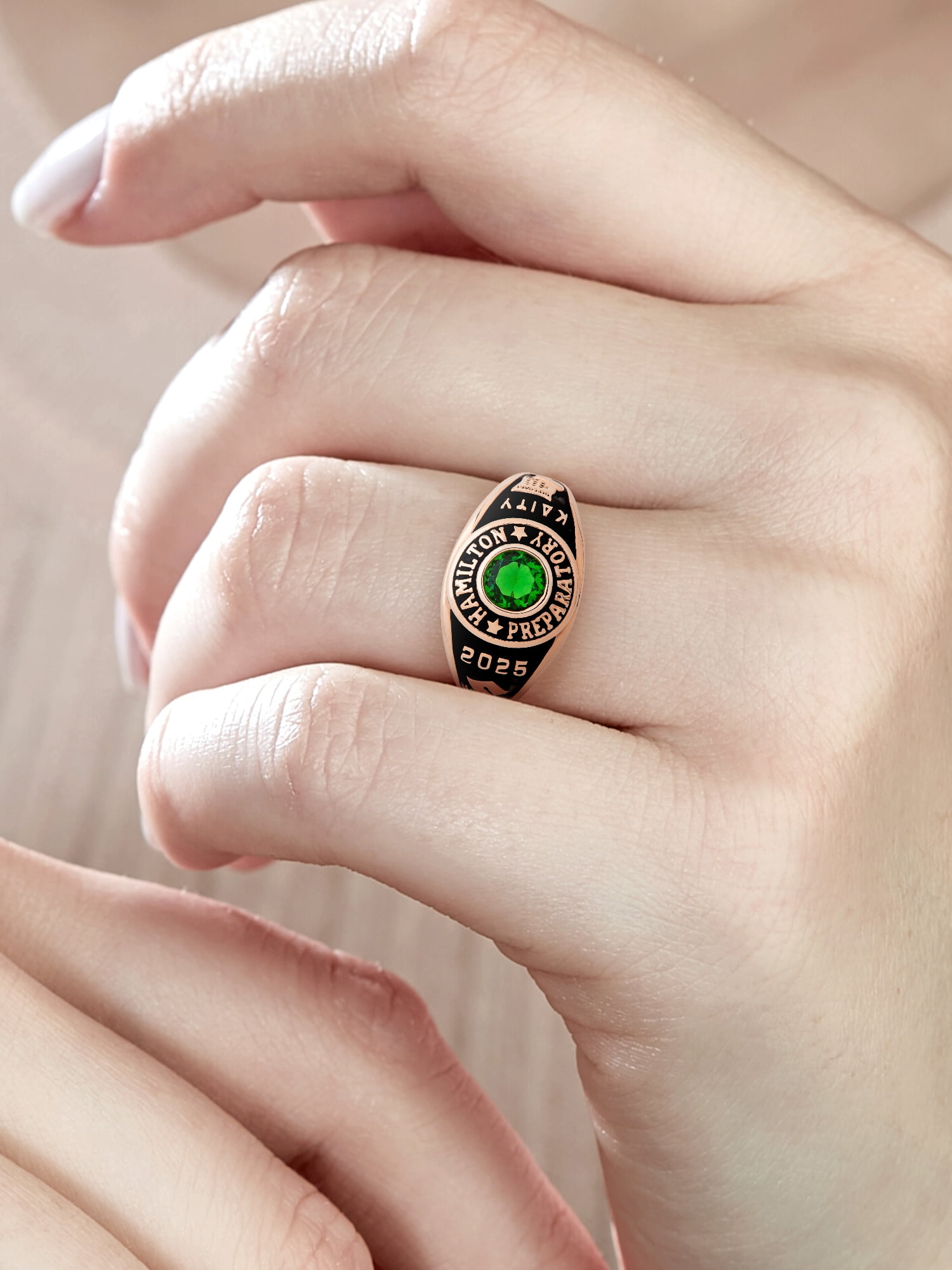 Order Now for 2025 Graduation, Freestyle Women's Round Birthstone Class Ring, Personalized, High School or College