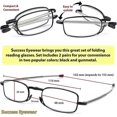 thumbnail image 4 of Reading Glasses 2 Pair Black And Gunmetal Readers Compact Folding Unisex Glasses For Reading Case Included, 4 of 5