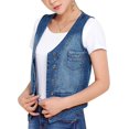 thumbnail image 1 of Gilet en Jean Extensible à Col en V pour Femmes, 1 of 5