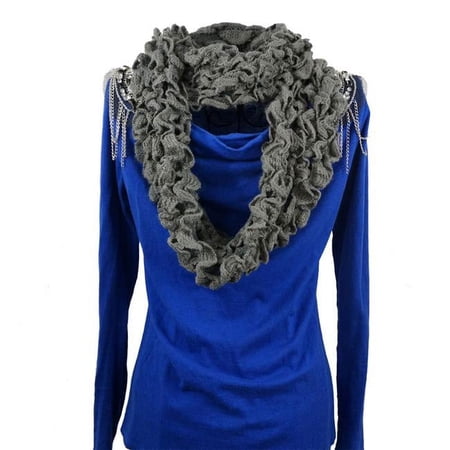 Nice & Great K-Cliffs Unisex Infinity Soft Knitted Ruffle Scarf  Use all year long . Make a great Fashion Statement . Color; Slate  Teen-Adult  One Size