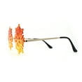 thumbnail image 3 of Die Cut Snow Flake Shape Rimless Retro Round Sunglasses Gold Orange Yellow, 3 of 4