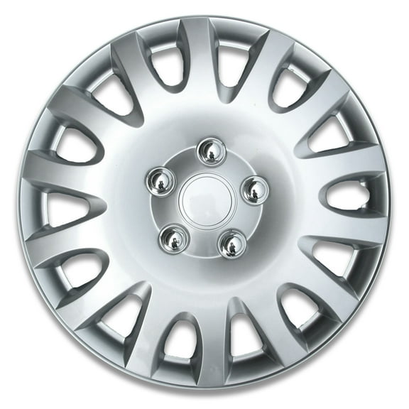 Auto Drive 16 Inch Silver Alloy Finish Hubcap Wheel Covers - Set of 4 - Fits Most Cars