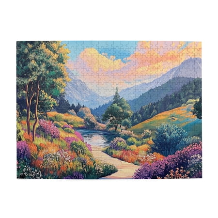 500 PCS The Small Path Of Spring - 500 Piece Charm Jigsaw Puzzles Natural Landscape Puzzle Wooden Puzzle Puzzles Suitable For Entertaining With Family During Holidays Brain Challenge