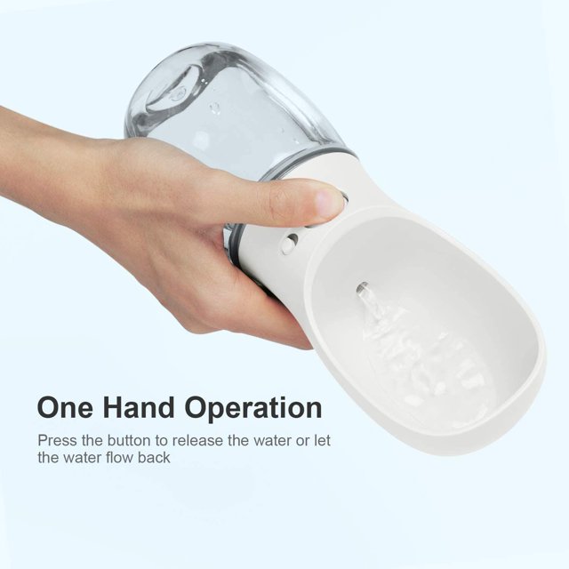 Botella de agua portátil para perros, Dispensador de agua antibacterial de calidad de alimentos para mascotas Evidencia Tazón de botella de viaje para perros y gatos, Pet al aire libre-350ml Blanco ZefeiWu 8390614353787